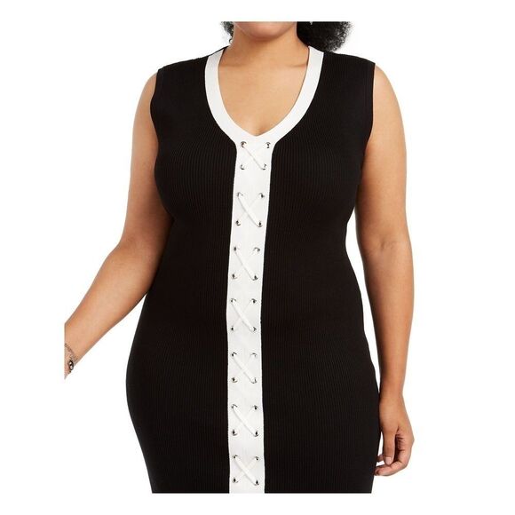 Planet Gold Trendy Plus Size Lace-Up Bodycon Dress - Picture 1 of 4
